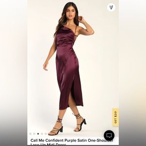 Purple Satin Midi Dress